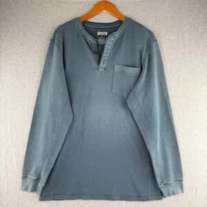 Deluth Trading Men's Blue Long Sleeve Henley Thermal Size L Casual Cotton Blend